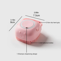 Pet Shampoo Brush Silicone Massage Rubber Bath Brush With Shampoo Storage