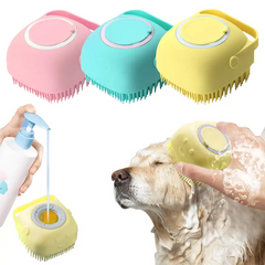 Pet Shampoo Brush Silicone Massage Rubber Bath Brush With Shampoo Storage